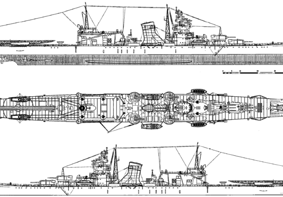 Корабль IJN Oyodo [Light Cruiser] (1943) - чертежи, габариты, рисунки